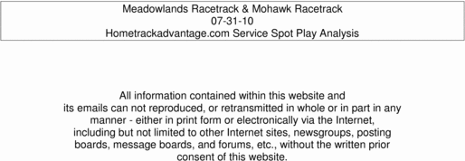 Product picture Hometrackadvantage Meadowlands Mohawk Spot Plays 7-31-10