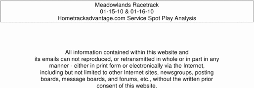 Product picture Hometrackadvantage Meadowlands Harness Service -1-15 Weekend