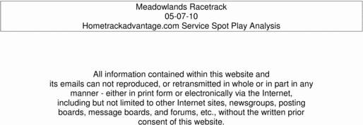 Product picture Hometrackadvantage Meadowlands Harness Spot Plays 05-07-10