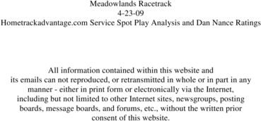Product picture Hometrackadvantage.com Service Releases Meadowlands 4-23-09