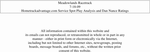 Product picture Hometrackadvantage.com Service Releases Meadowlands 7-18-09