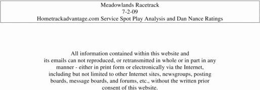 Product picture Hometrackadvantage.com Service Releases Meadowlands 7-2-09