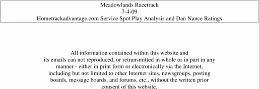 Product picture Hometrackadvantage.com Service Releases Meadowlands 7-4-09