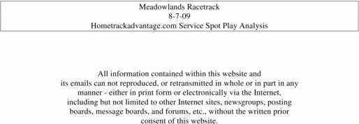 Product picture Hometrackadvantage.com Service Releases Meadowlands 8-7-09